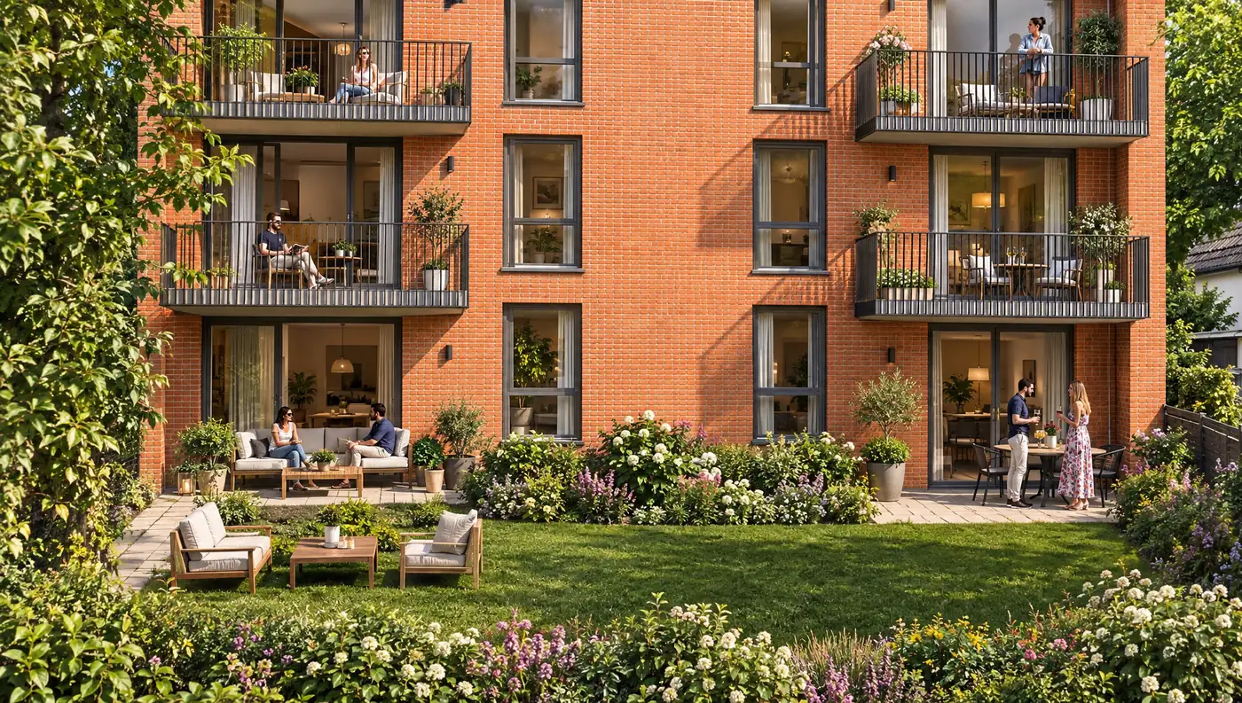 Balkone und Terrassen zur Gartenseite